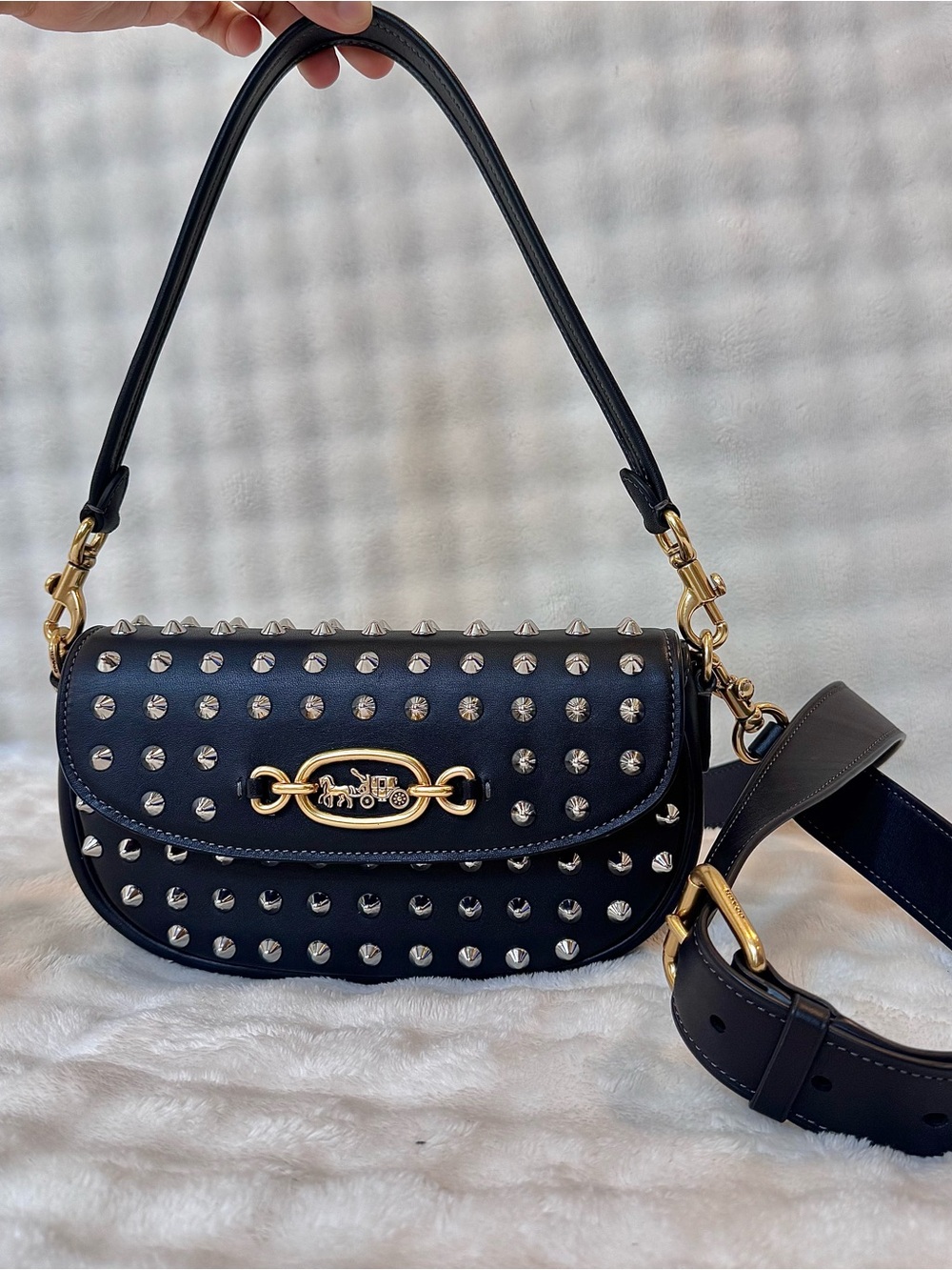 Coach Studded Harley Shoulder Bag 23 with Gold Hardware